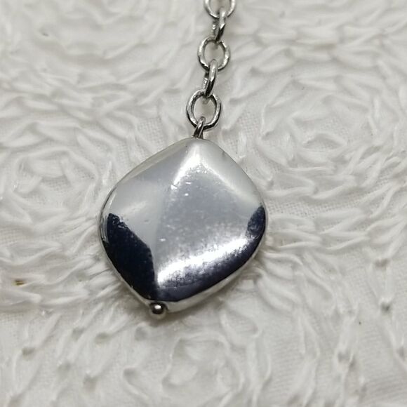 ALine Y Necklace Silver Drop Brown Blue Beaded Necklace - Picture 3 of 9